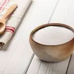 bowl of granulated white sugar